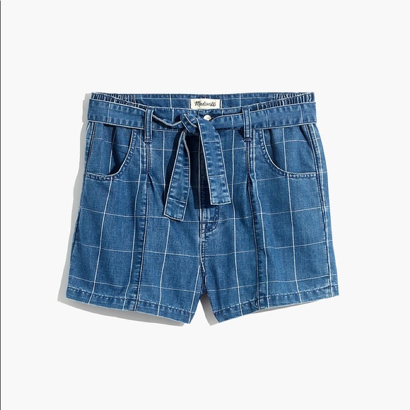 Womens Size 29 Madewell Windowpane Paperbag Shorts EUC - Picture 1 of 8